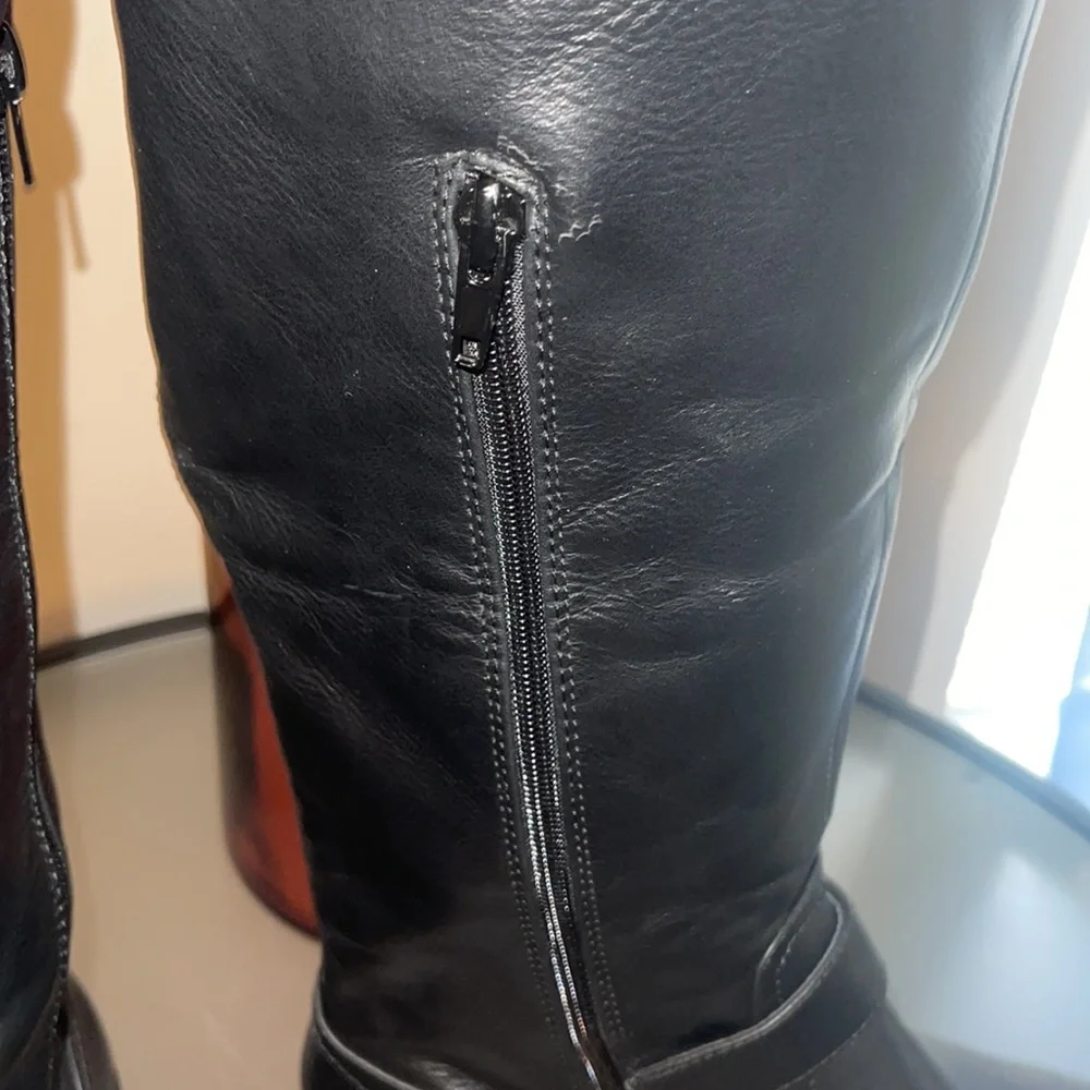 Letoya | Black Faux Leather Knee Hight Boots